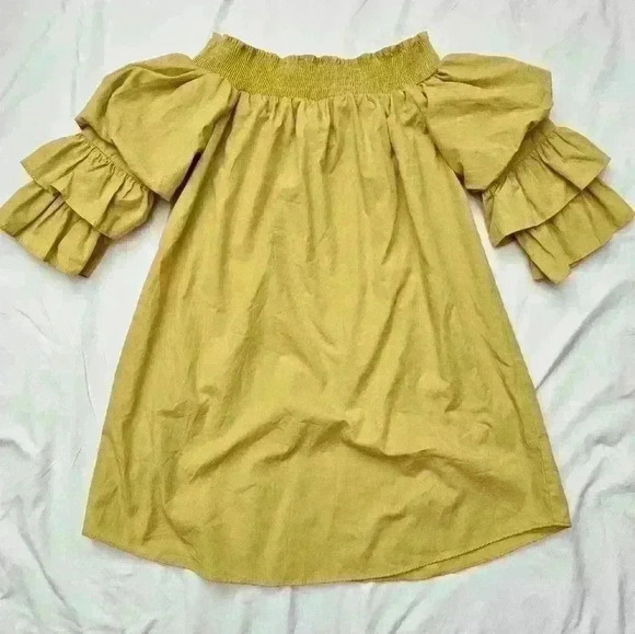 blashe Dresses & Skirts - Blashe Smock Neck Ruffle Yellow Dress